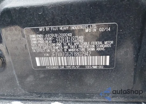 2015 Subaru Wrx Limited z USA, uszkodzony, nr VIN JF1VA1G62F8802942